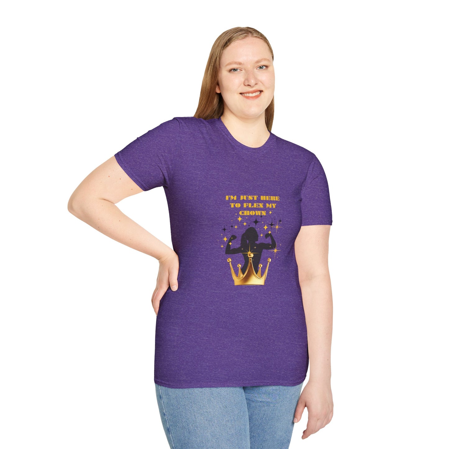 Crown Flexing Unisex Softstyle T-Shirt - I'm Just Here to Flex My Crown