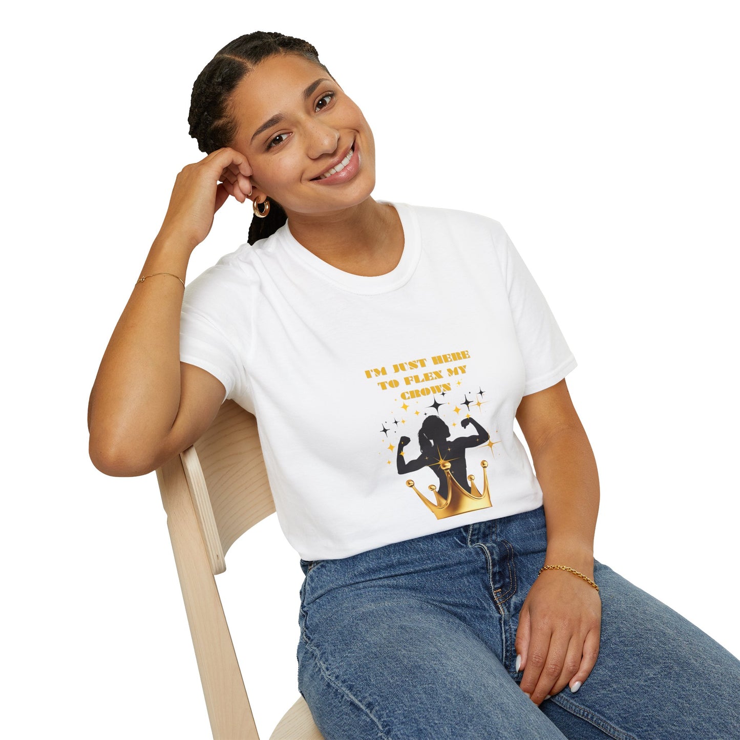 Crown Flexing Unisex Softstyle T-Shirt - I'm Just Here to Flex My Crown