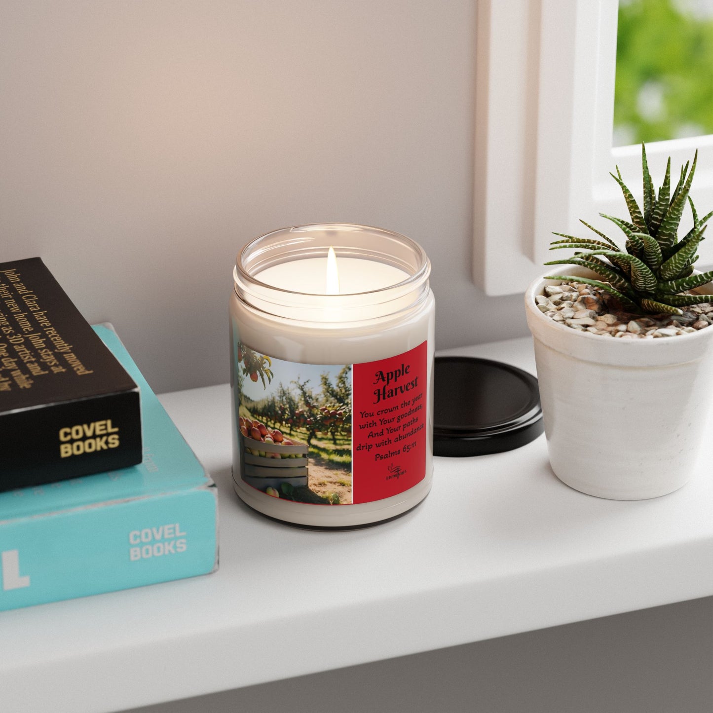 Apple Harvest Scented Soy Candle with bible verse- 9oz
