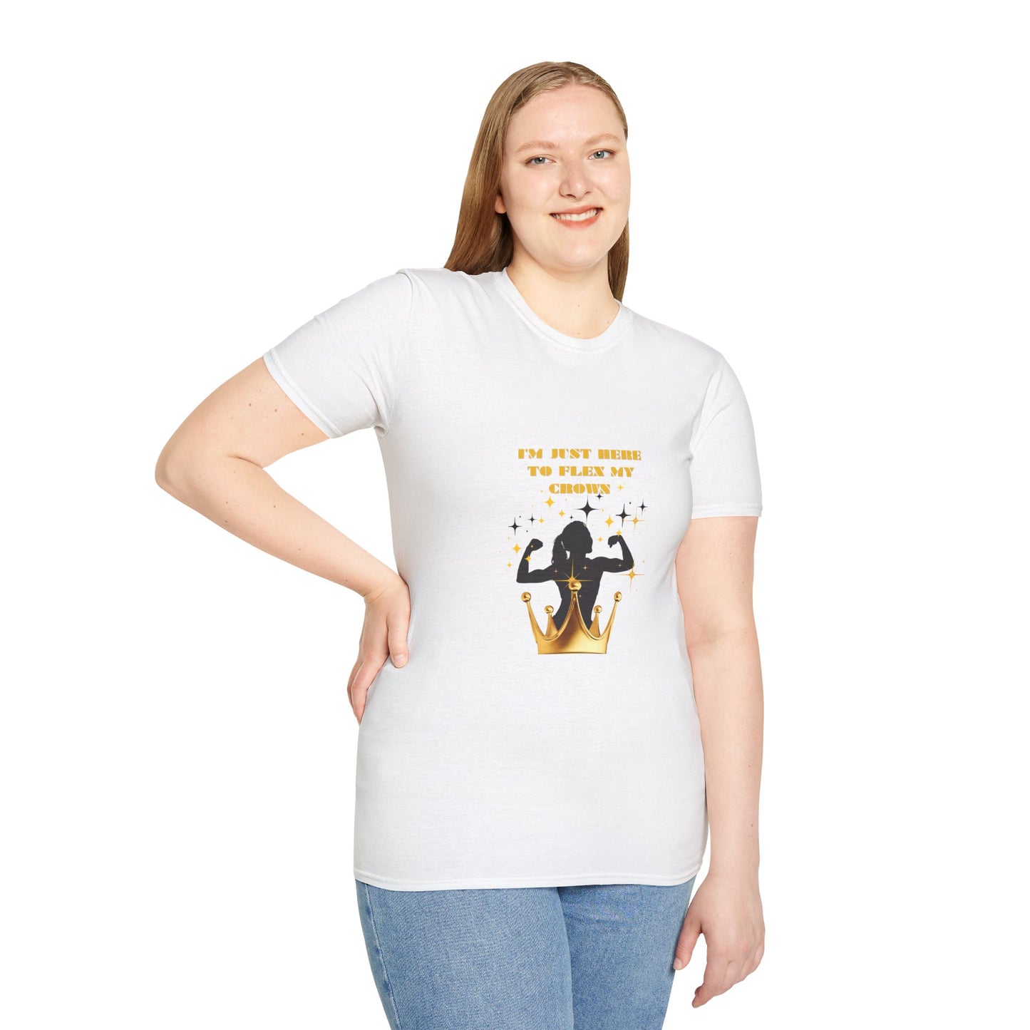 Crown Flexing Unisex Softstyle T-Shirt - I'm Just Here to Flex My Crown