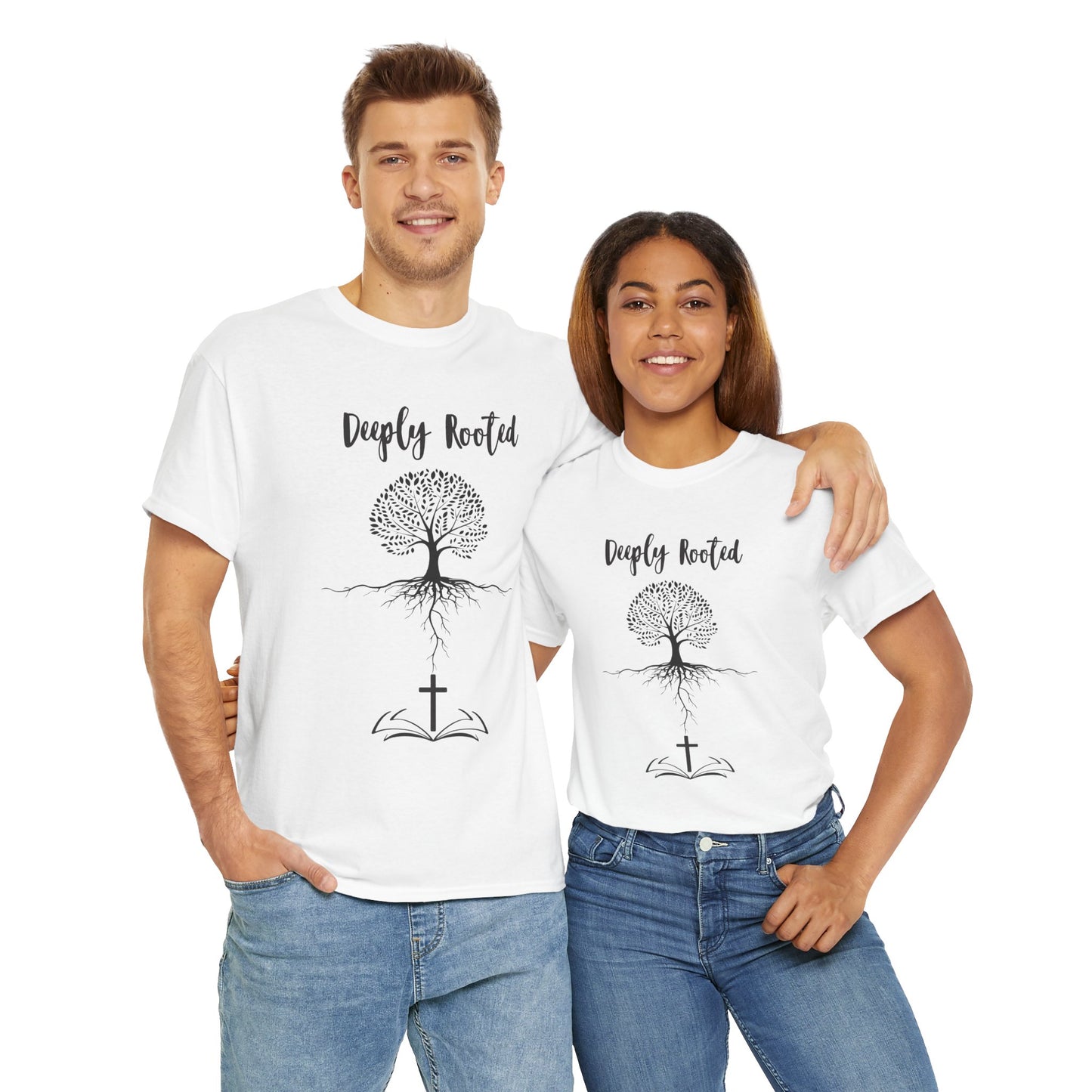 Deeply Rooted Unisex Cotton Tee - Inspirational Tree Design