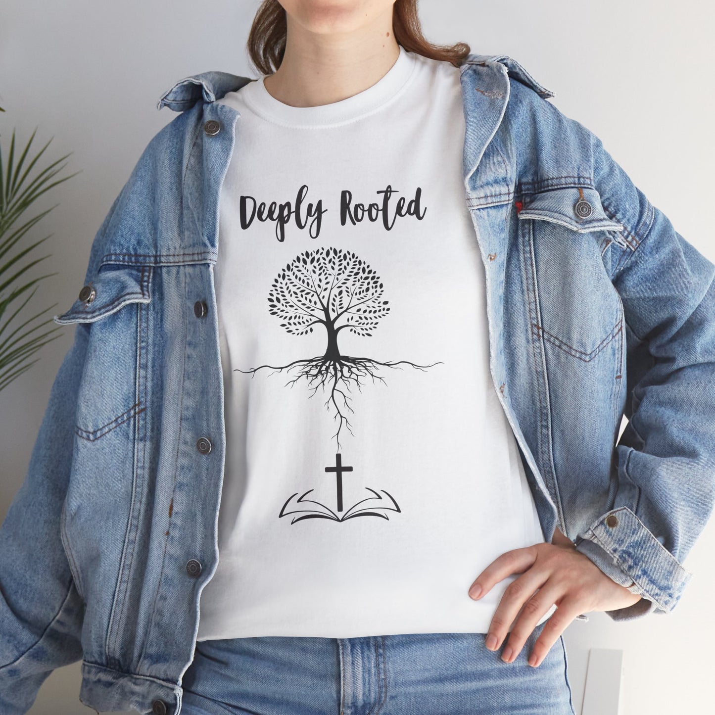 Deeply Rooted Unisex Cotton Tee - Inspirational Tree Design