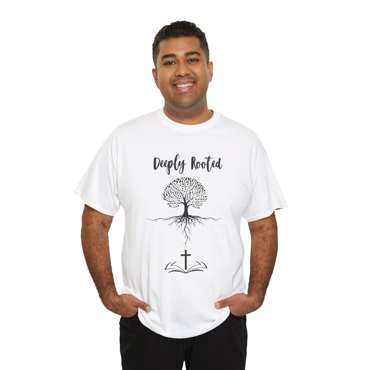 Deeply Rooted Unisex Cotton Tee - Inspirational Tree Design