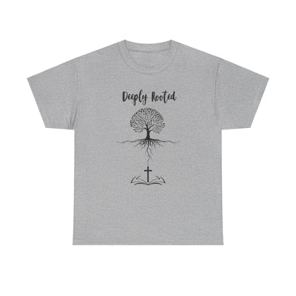 Deeply Rooted Unisex Cotton Tee - Inspirational Tree Design