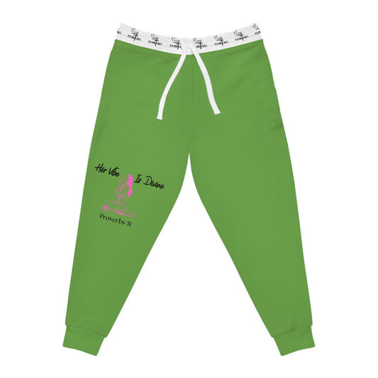 Her Vibe is Divine Proverbs 31 Green Athletic Joggers - Motivational Fitness Pants for Women