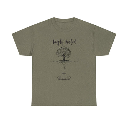 Deeply Rooted Unisex Cotton Tee - Inspirational Tree Design