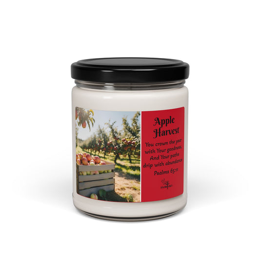 Apple Harvest Scented Soy Candle with bible verse- 9oz