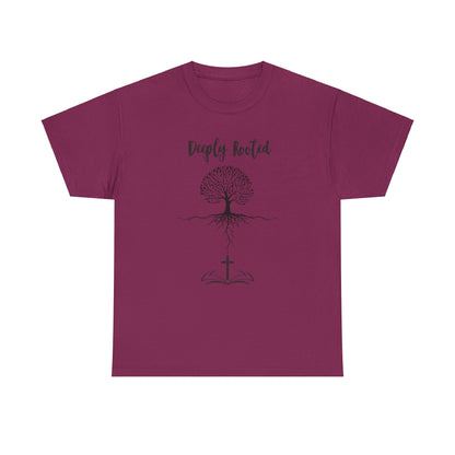 Deeply Rooted Unisex Cotton Tee - Inspirational Tree Design