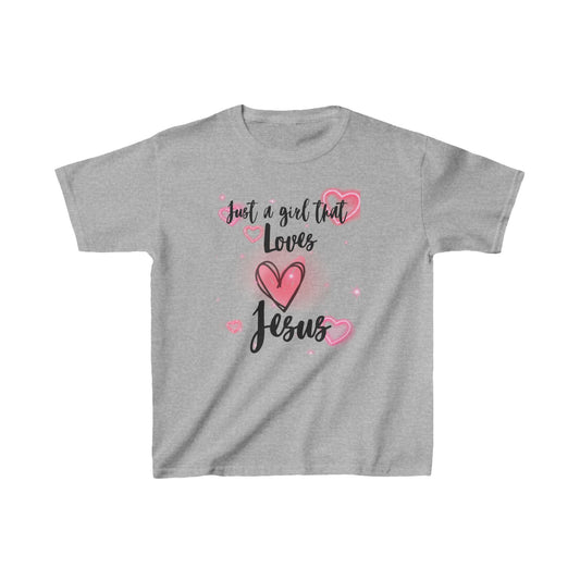 Kids Just a Girl That  Loves Jesus Tee - Heart Design for Christian Children