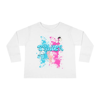 Toddler Long Sleeve Tee with Playful Spill N Splash Paint Design